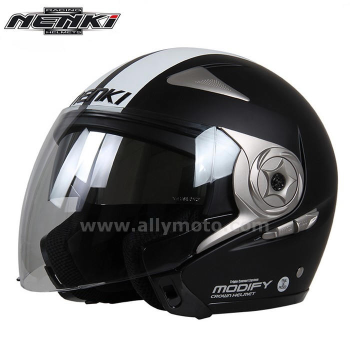 129 Open Face Helmet Vintage Style Cruiser Chopper Touring Scooter Dot Dual Visor Sun Shield Lens@5